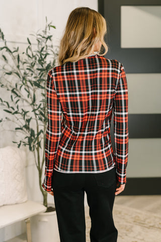 Haptics She's Always Changing Plaid Lettuce Hem Top