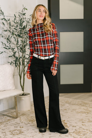 Haptics She's Always Changing Plaid Lettuce Hem Top