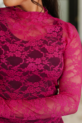 Haptics Sheer Intentions Lace Layering Top Fuchsia