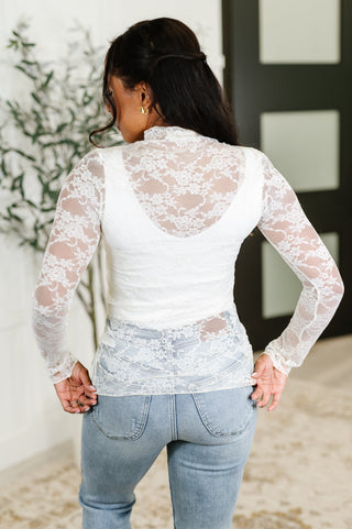 Haptics Sheer Intentions Lace Layering Top in Ivory