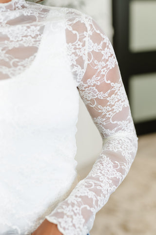Haptics Sheer Intentions Lace Layering Top in Ivory