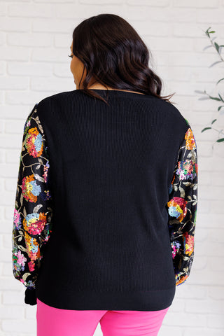 Haptics She is the Party Floral Sequins Mesh Sleeve Top