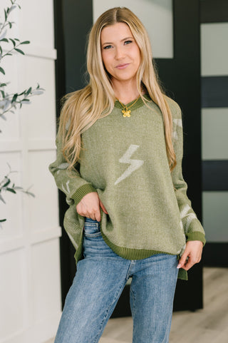 CY Fashion Shock Value V-Neck Sweater in Olive