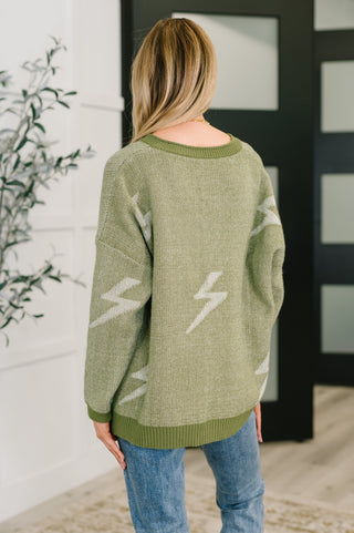 CY Fashion Shock Value V-Neck Sweater in Olive