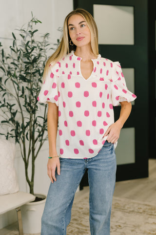 One Eleven North Shopping Spree Notched Neck Puff Sleeve Blouse