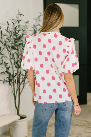 One Eleven North Shopping Spree Notched Neck Puff Sleeve Blouse