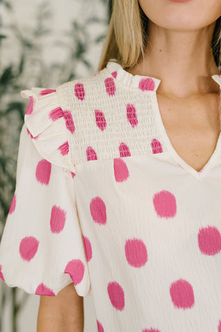 One Eleven North Shopping Spree Notched Neck Puff Sleeve Blouse