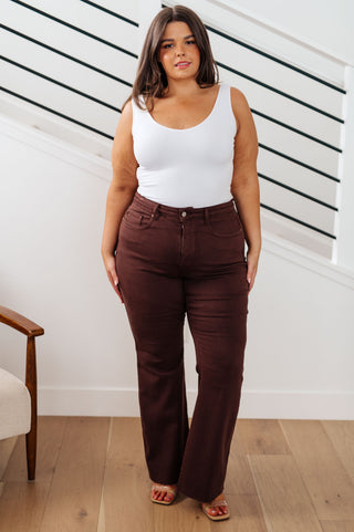 Judy Blue Sienna High Rise Control Top Flare Jeans in Espresso - Exclusive
