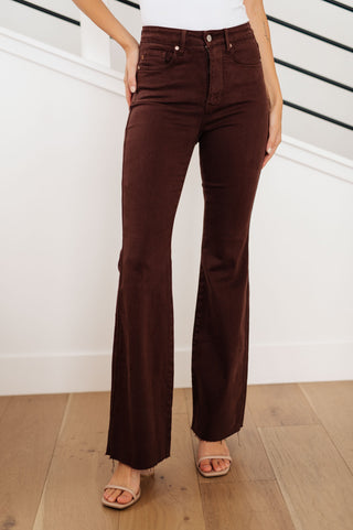 Judy Blue Sienna High Rise Control Top Flare Jeans in Espresso - Exclusive
