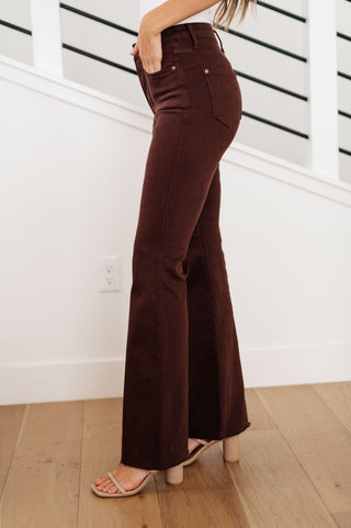 Judy Blue Sienna High Rise Control Top Flare Jeans in Espresso - Exclusive