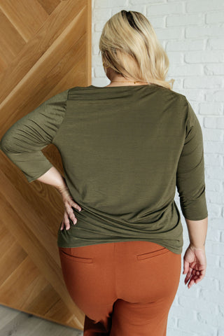 Dear Scarlett Signature Classic Round Neck Top in Olive