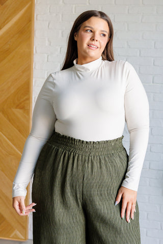 Rae Mode Simple Situation Mock Neck Bodysuit in White Pearl