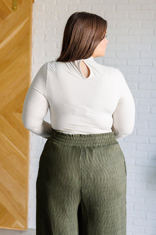 Rae Mode Simple Situation Mock Neck Bodysuit in White Pearl