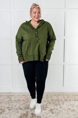 Haptics Simple Snug Snap Hooded Pullover