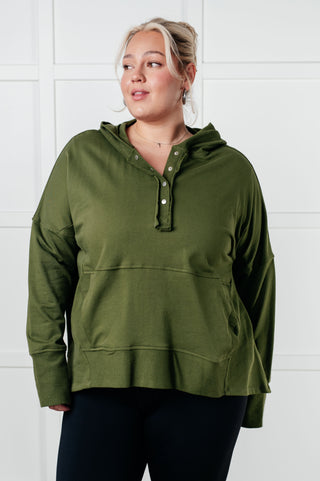 Haptics Simple Snug Snap Hooded Pullover