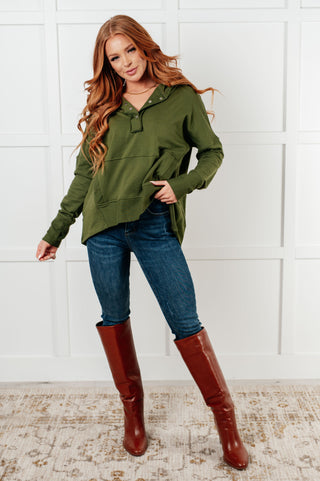 Haptics Simple Snug Snap Hooded Pullover