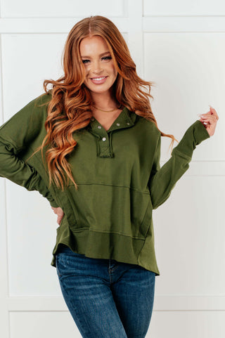 Haptics Simple Snug Snap Hooded Pullover