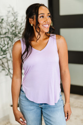 HYFVE Simpler Times Basic V-Neck Tank in Lavender
