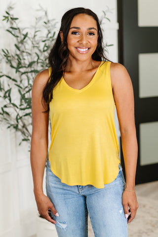 HYFVE Simpler Times Basic V-Neck Tank in Pineapple