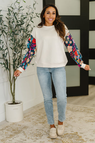 One Eleven North Sing a Melody Floral Sleeve Top