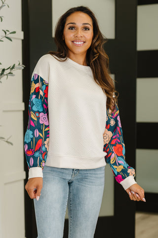One Eleven North Sing a Melody Floral Sleeve Top