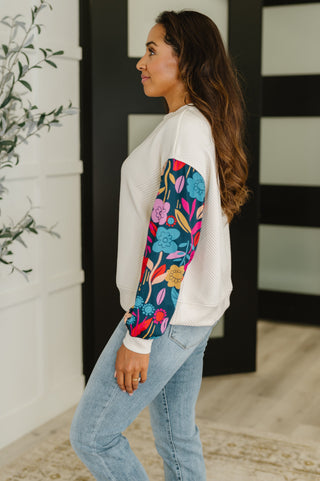 One Eleven North Sing a Melody Floral Sleeve Top
