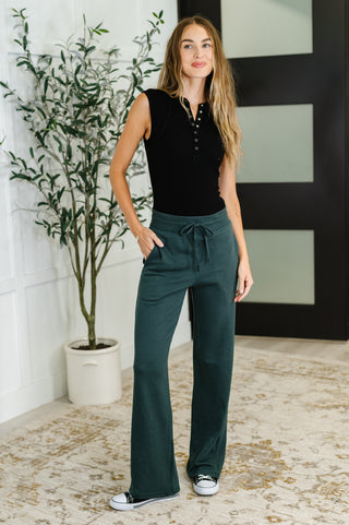 Mono B Slow Mornings High Waisted Sweats in Jungle Green