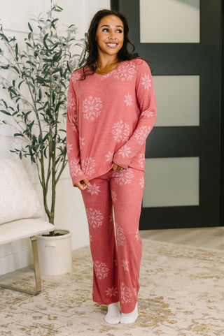 Haptics Snowflake Sniffles Pajama Set in Red