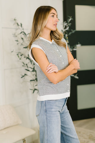 One Eleven North So Good It Hurts Cap Sleeve Button Down