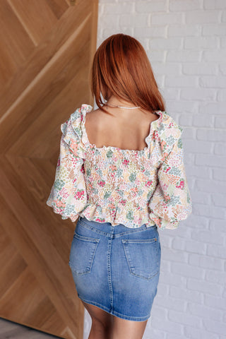 GeeGee Social Season Smocked Elastic Blouse