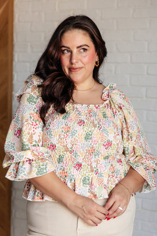 GeeGee Social Season Smocked Elastic Blouse