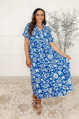 Very J Soft Sonata V-Neck Dress in Blue
