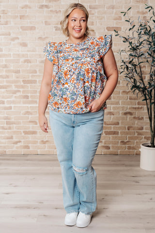 One Eleven North Something Peaceful Flutter Sleeve Blouse