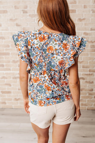 One Eleven North Something Peaceful Flutter Sleeve Blouse