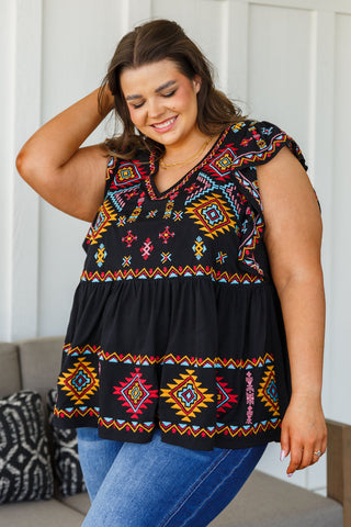 Andree By Unit Sophia Embroidered Blouse in Black