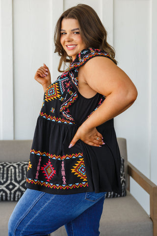 Andree By Unit Sophia Embroidered Blouse in Black