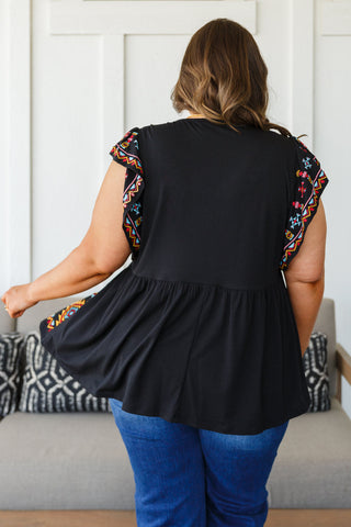 Andree By Unit Sophia Embroidered Blouse in Black