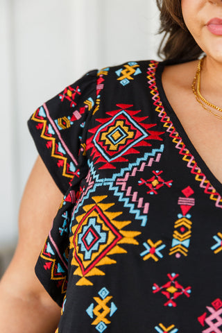 Andree By Unit Sophia Embroidered Blouse in Black