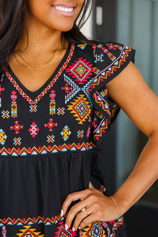 Andree By Unit Sophia Embroidered Blouse in Black