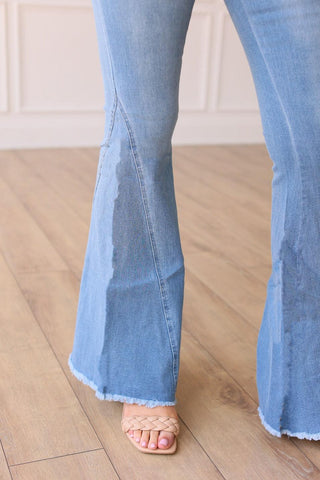 Southern Grace The Jolene High Rise Light Wash Flare Denim Jeans