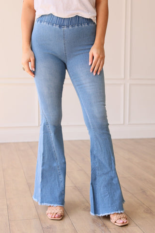 Southern Grace The Jolene High Rise Light Wash Flare Denim Jeans