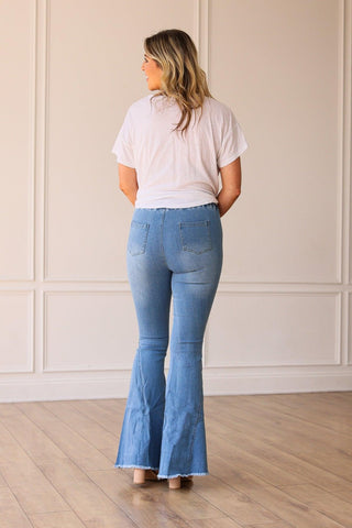 Southern Grace The Jolene High Rise Light Wash Flare Denim Jeans