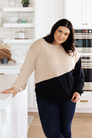 Sew In Love Split Decision Color Block Cargo Sleeve Top