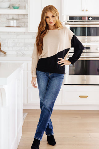 Sew In Love Split Decision Color Block Cargo Sleeve Top
