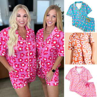 Floral Button Down Pajama Set in Four Colors