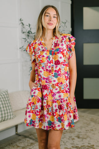 One Eleven North Start of Something Great Flutter Sleeve Floral Dress