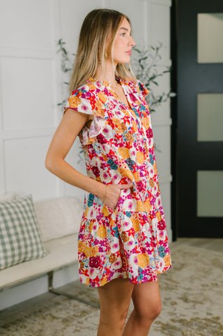 One Eleven North Start of Something Great Flutter Sleeve Floral Dress