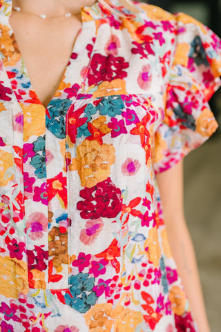 One Eleven North Start of Something Great Flutter Sleeve Floral Dress