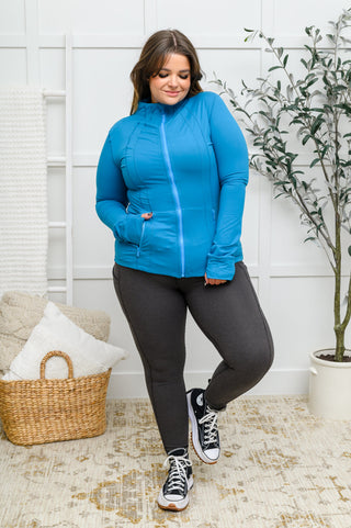White Birch Staying Swift Activewear Jacket in Hawaiian Blue