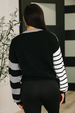 One Eleven North Striped Simplicity Color Block Relaxed Pullover